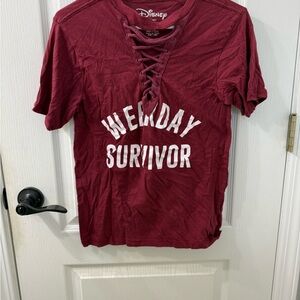 Disney Burgundy Lace-Up Top